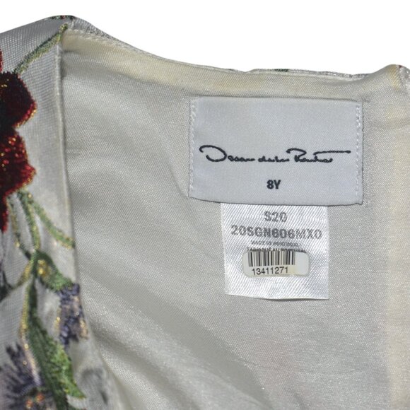 Oscar de la Renta Girls Botanical Floral Jacquard Dress 8 8Y - Picture 4 of 7